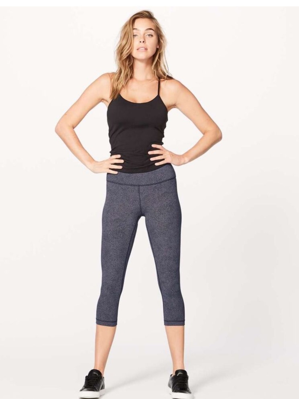 Lululemon Wunder Under Crop Disperse Dusky Lavender Black capri leggins size 6